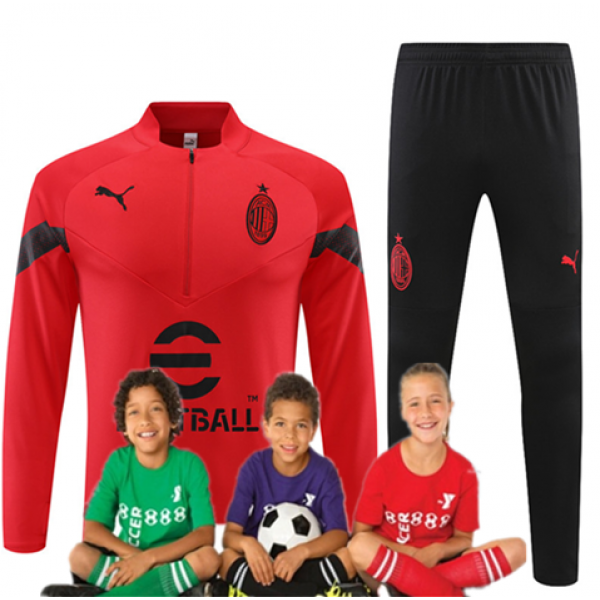 Kid's 22/23 AC Milan Training Suits Red