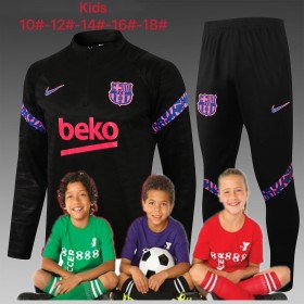 kid's 21/22 Barcelona black Training Suits  